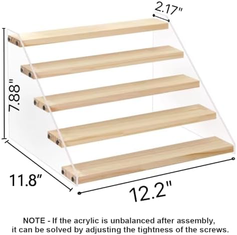 Spice Rack Organizer for Cabinet & Countertop - Seasoning Organizer Spice Shelf - Space Saving Wooden Display Risers Shelf Showcase Fixtures Jewelry (5 Tier)