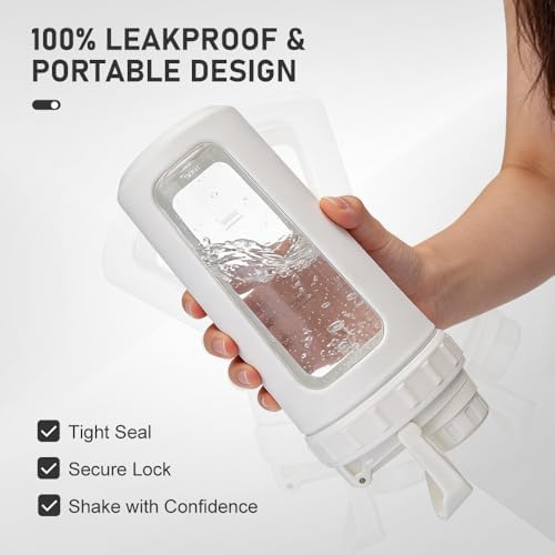 BYLWORKOUT 26 oz Glass Shaker Bottle with Silicone Sleeve and Mixing Ball - Image 4