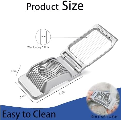 Hard-Boiled Egg Slicer, Strawberry Slicer, Stainless Steel Wire, Suitable for Hard-Boiled Eggs, Strawberries, Butter, Kiwis, Heavy-Duty Aluminum Tomato Sliver - Image 7