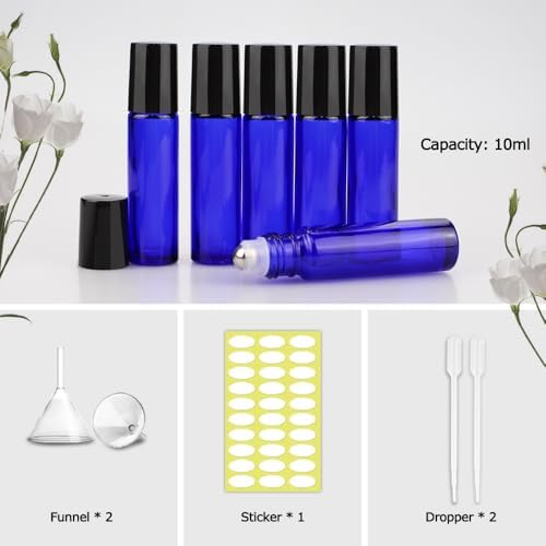 Roller Bottles for Essential Oils - 12 Pack 10ml Glass Roll on Bottles - Image 4