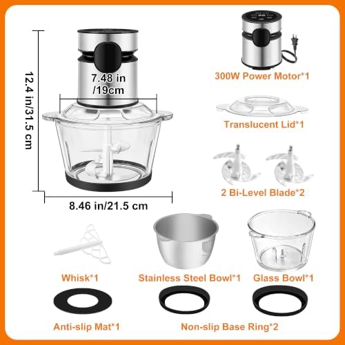 Auto Food Processor, 300W Touch Control Electric Chopper With Digital LCD - Image 2