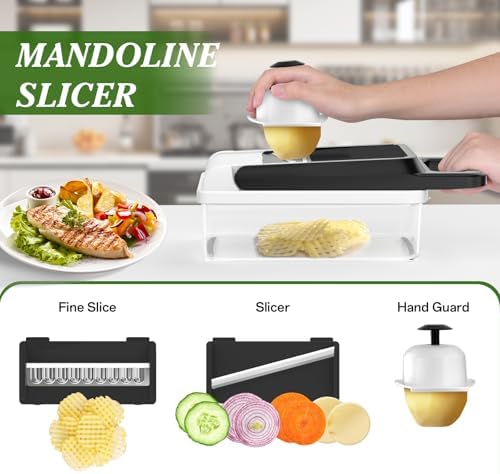 Veggie Chopper Vegetable Cutter, 12 in 1 Kitchen Gadget, White