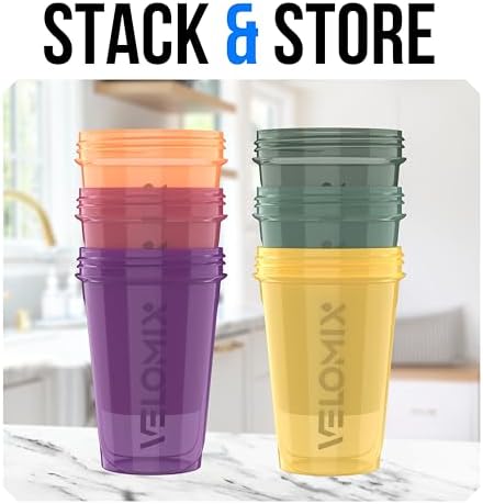 VELOMIX 6 Pack 20oz Shaker Cups for Protein Shakes, Nature Tones - Image 6