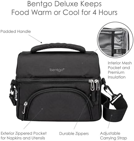 Deluxe Insulated Lunch Bag with Adjustable Strap & Outer Pocket