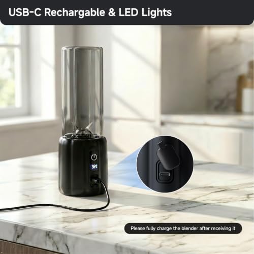 COKUNST Portable Blender, Small Smoothie Blender with LED Display, Black - Image 5