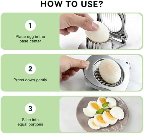 Egg Slicer with Zinc Alloy and Stainless Steel Wires, Hard Boiled Egg Cutter for Salads and Sandwiches - Image 6