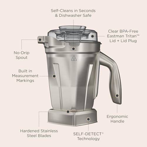 Vitamix 48 oz. Stainless Steel Blender Container with SELF-DETECT, BPA-Free - Image 3