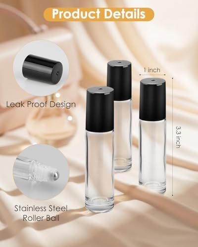 Essential Oil Roller Bottles - 12 Pack Refillable 10ml Glass Roller Bottles - Image 2