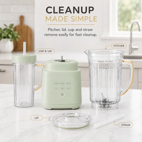 Power Exact Countertop Blender System, 700W Motor, 50oz Tritan Jar, 20oz To-Go Cup, 4 Presets, 3 Speeds PrecisionSense Technology (Green) - Image 5
