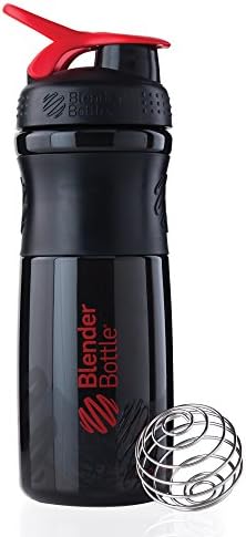 BlenderBottle SportMixer Tritan Grip Shaker Bottle, Black/Red, 28-Ounce by BlenderBottle