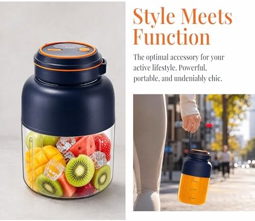 Portable Wireless Juicer Cup, 2026 New 28/45 Oz Electric Juicer, 180W 38-Blades USB Rechargeable Model with Dual Lid, Travel Blender for Fruit Shakes & Smoothies (Blue, 45oz) - Image 6