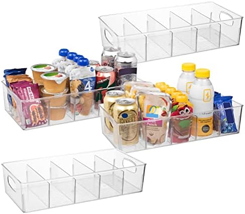 Pantry Storage Bins with Removable Dividers, XL, 4 Pack