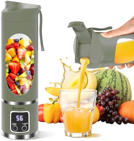 EASYSPEED Portable Blender Electric USB-C, 500ML Personal Juicer for Shakes, 1500mAh Rechargeable, 12 Blades,BPA Free, 18oz Small Blender with Leakproof Lid & Sip Spout, Mixing, Compact,Green by EASYSPEEDSL