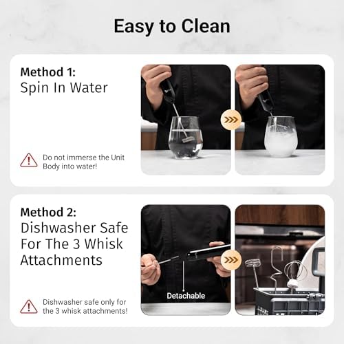 InstaWhisk Upgraded Milk Frother with Variable Speed - Rechargeable Handheld Coffee Frother Wand with Detachable Whisks, Electric Drink Mixer for Latte, Cappuccino, Matcha, Almond Milk, Protein, Red - Image 6