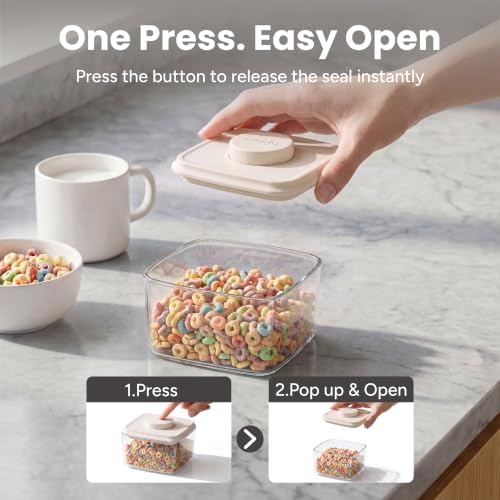 Glass Airtight Food Storage Containers with Pop Lids - White