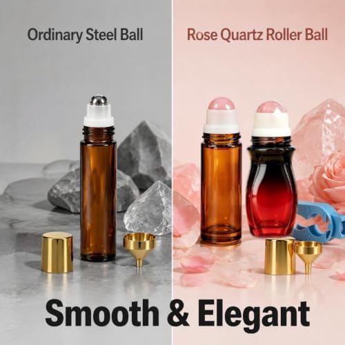 Rose Quartz Roller Bottles for Essential Oils, Empty Leakproof - Image 6