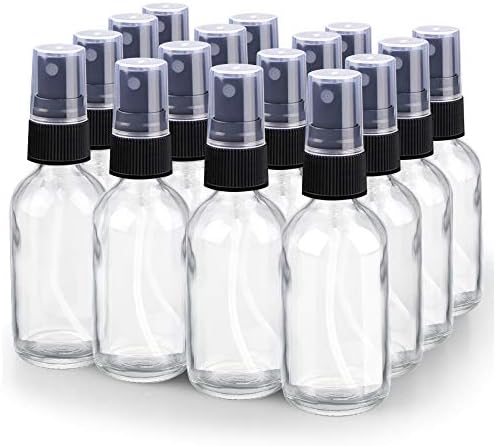 Wedama Spray Bottle, 2 oz Fine Mist Glass Spray Bottle, Little Refillable Liquid Containers for Watering Flowers Cleaning (16 Pack, Clear) by Wedama