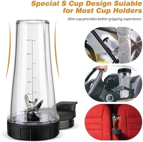 Blender Replacement Parts， Compatible for Ninja， SS101, 24 Oz.Slim Single-Serve Cups Kit with to-Go Lids, Fits SS100, SS101, SS300, SS400(1PC 24OZ Cup and Lid) - Image 3
