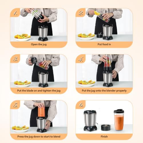 TechRise 600W Personal Blender, Smoothie Blender with 2 x 17oz Portable Cups with Sip Lids, Stainless Steel Blade, for Smoothies Shakes Ice Crushing, Baby Food, Dishwasher Safe Portable Small Blenders - Image 6