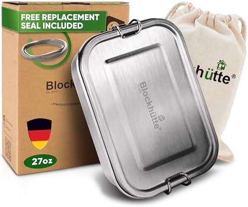 Stainless Steel Lunch Box I 27oz I with free sealing I Bento Box 3 Compartments, Leak-Proof Food Containers, Metal Lunchbox for Travel & Work, Eco-Friendly Meal Storage Solution