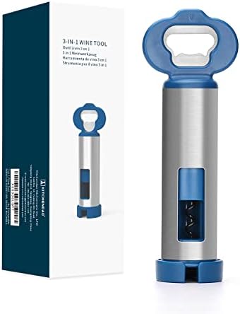 3 in 1 Wine Bottle Opener Corkscrew with Foil Cutter, Beer Bottle Opener with Magnetic Cap Catcher, Works Easily Like Electric Opener, Wine Corkscrew, Gifts for Men and Women