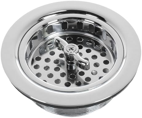 3.5" Sink Drain Assembly with Twist Lock Basket Strainer, Solid Brass, Polished Chrome