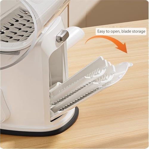 RULA Rotary Cheese Grater Hand Crank Vegetable Chopper Slicer Set, Fruit Cutter Veggie Shredder Food Dicer Chopping Cooking for Nuts Onion Tomato Potato Salad Garlic Cucumber Carrot and Cabbage - Image 3