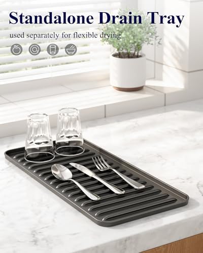 Expandable Dish Rack for Kitchen Counter, Medium, Black