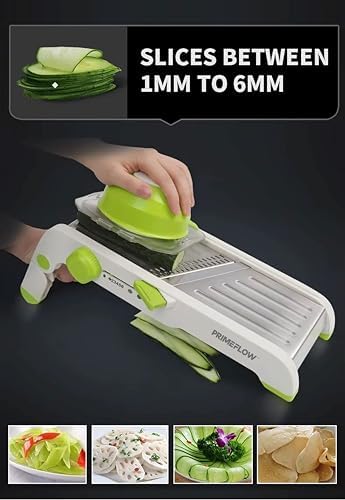 Mandoline Slicer for Kitchen — Adjustable Stainless Steel Vegetable Slicer with Safety Guard | 6 Thickness Settings | Julienne, Slice, Dice & Crinkle Cut | Compact & Foldable Food Slicer