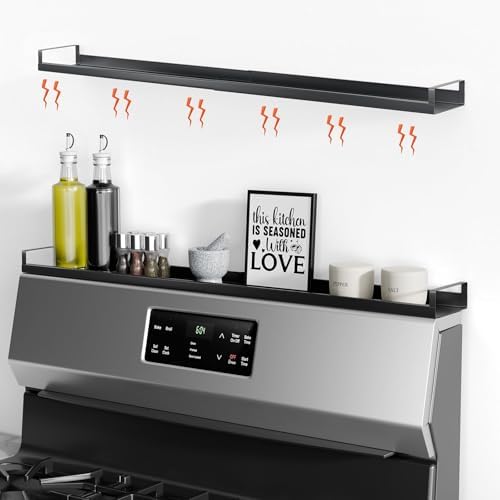 30" Adjustable Magnetic Stove Top Shelf, Matte Black