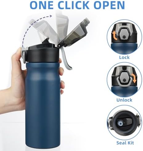 BJPKPK 18 oz Water Bottle with Straw & Handle, Insulated Stainless Flask - Image 3