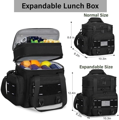 Tactical Insulated Lunch Box Men Double Deck Heavy Duty Cooler Bag