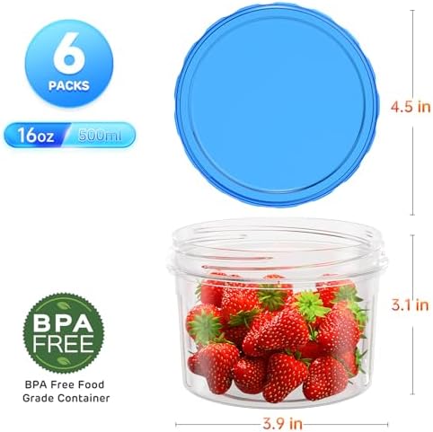 Freezer Storage Containers, [12 Pack-16 Oz] Airtight Plastic
