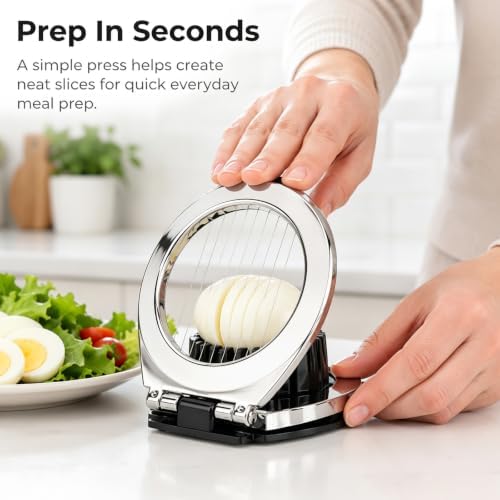 Egg Slicer for Hard Boiled Eggs, Heavy Duty Egg Cutter with 3 Slicing Styles, Dishwasher Safe Stainless Steel Cutting Wires, Ideal for Strawberries, Mushrooms & Soft Fruits - Image 7