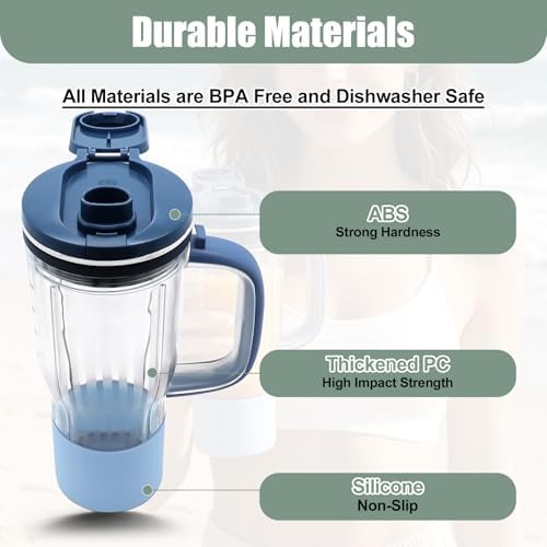 26 oz Travel Tumbler Replacement Compatible with Ninja BlendBoss Personal Blenders, Replacement 26oz Smoothie Vessel Cup with Lid & Straw for Blendboss DB351PR DB351CY DB351ST, Leakproof, Blue - Image 3