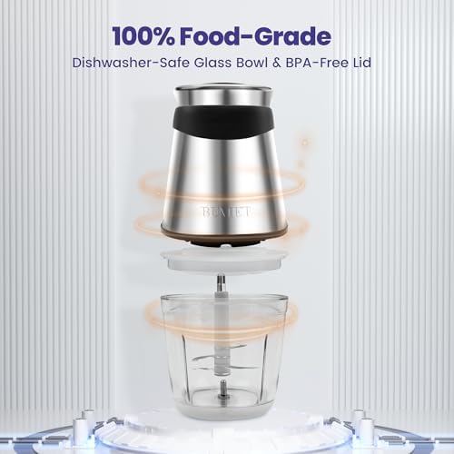 500W Mini Chopper 2.5-Cup Glass Bowl Steel Blades