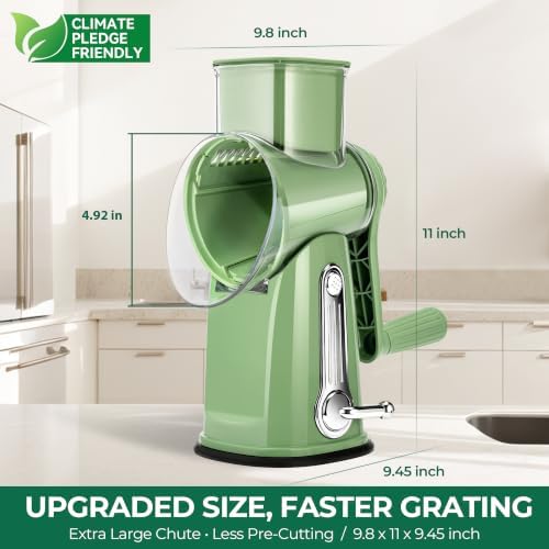 Rotary Cheese Grater, Large Vegetable Food Shredder, 5 Blades