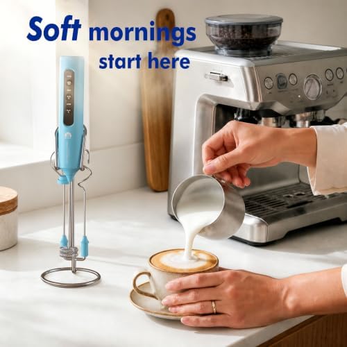 Rechargeable Milk Frother with Stand, 4 Interchangeable Whisks & Travel Case – Handheld Mixer for Lattes, Matcha, Hot Chocolate, Eggs & Protein Shakes - Image 2
