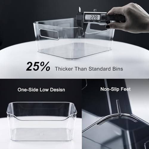 12 Pack Pantry Storage Bins for Kitchen Cabinet, Clear Plastic Organizer Bins for Bathroom, Pantry Organizer Containers for Home Edit, Drawer, Under Sink, Fridge
