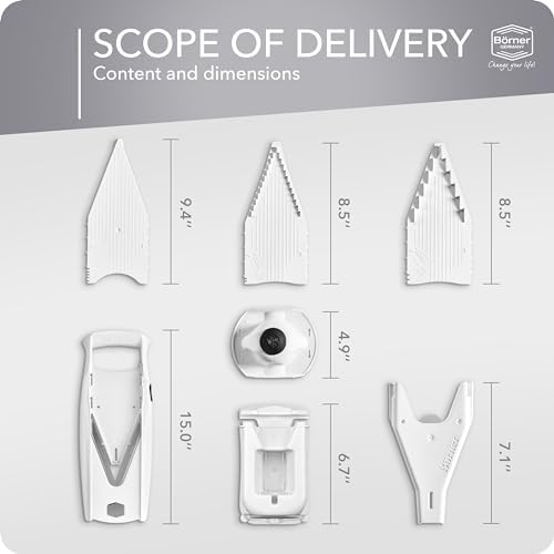 Börner Mandoline Slicer V5 (Professional Set) • Adjustable Vegetable Slicer (7-piece) • 10 Cutting Styles • Kitchen Slicer incl. Docking Station • Stainless Steel V-Blade • Color: White - Image 6