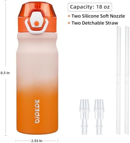 BJPKPK 18 oz Water Bottle with Straw & Handle, Insulated Stainless Flask - Image 4