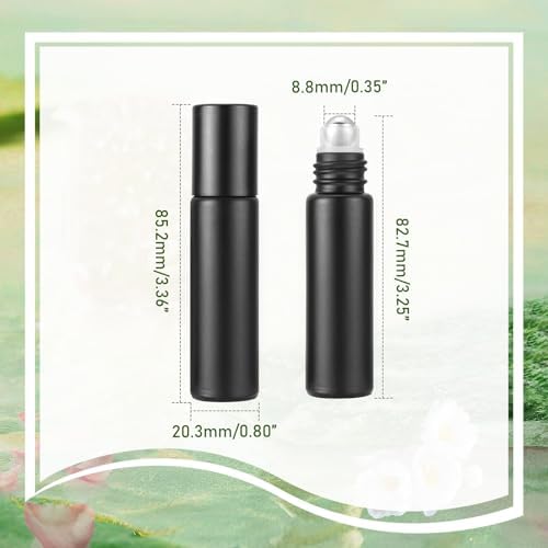 Kesell 10ml Glass Essential Oil Roller Bottles, 10-Pack Black - Image 2