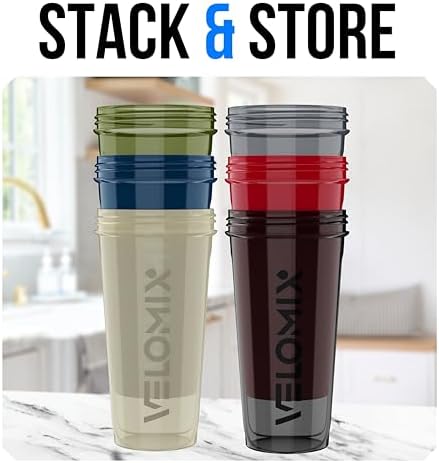 VELOMIX 6 Pack 28oz Protein Shaker Bottle, Stealth Edition - Image 5