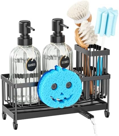Kitchen Soap Dispenser Set with Smiley Face Sponge Holder