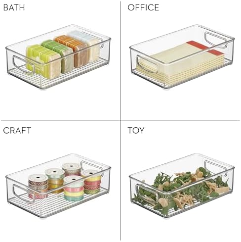 Stackable Pantry Bin with Handles, Set of 2, Clear