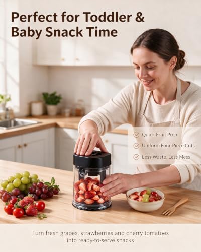 Grape Cutter for Toddlers 1-3 & Baby, Strawberry Slicer, Black - Image 4