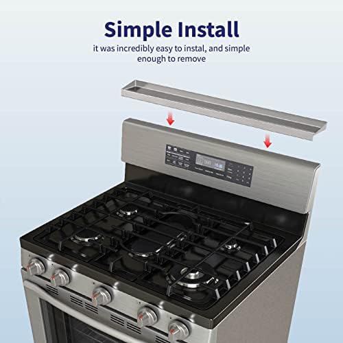 Stove Top Magnetic Shelf for Kitchen Organization, 30" Magnetic Spice Rack Over the Stove, 4" Deep Spice Organizer With Border All Around, Brushed Stainless, Silver