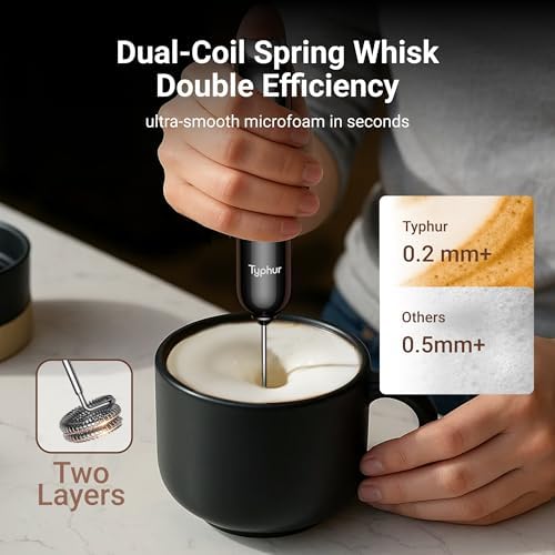 Typhur InstaWhisk Electric Milk Frother with Storage Case & Stand - 1500mAh Type-C Rechargeable Handheld Coffee Foamer Wand, Stepless Speed, Dual Whisks for Cold Foam, Latte, Matcha, Protein, White - Image 5