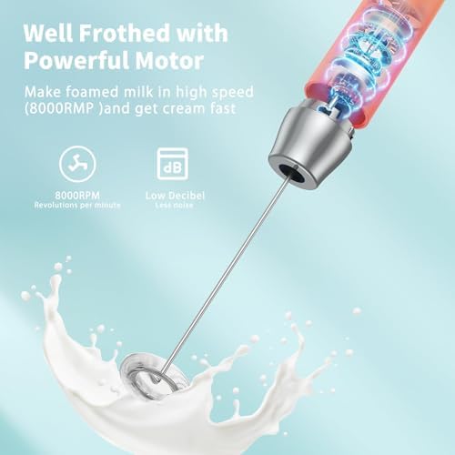 LunaFro Rechargeable Milk Frother,Stand & 2 Detachable Whisks
