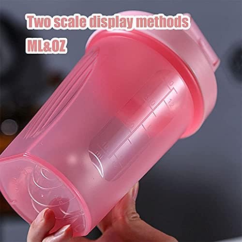 400 ML Shaker Bottle-Perfect for Protein Shake and Pre Work Out-BPA free,Leak Proof,w. Stainless Steel Whisk Ball,Wide Mouth-Classic Shaker Bottle-2 Packs (16OZ-400ML, PURPLE&PINK) - Image 3